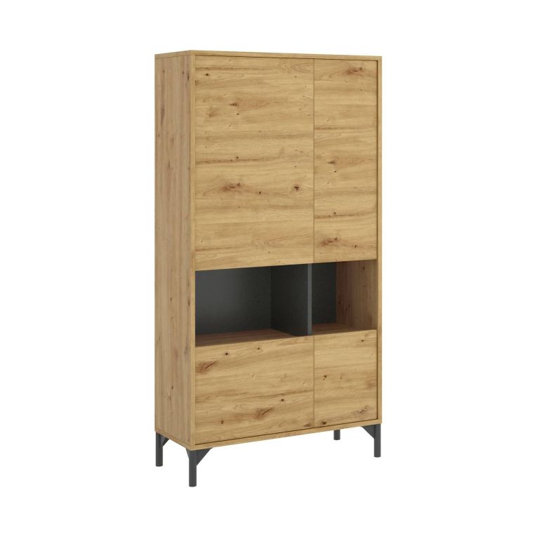 Credenza alta rovere nodi e antracite 72x33x143h cm 4 ante - Gerbera