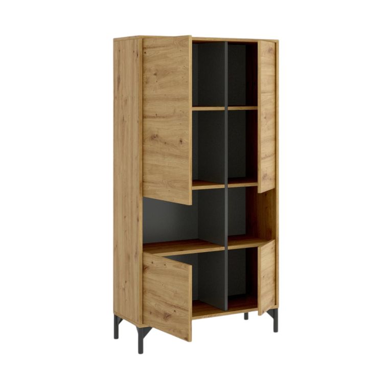 Credenza alta rovere nodi e antracite 72x33x143h cm 4 ante - Gerbera