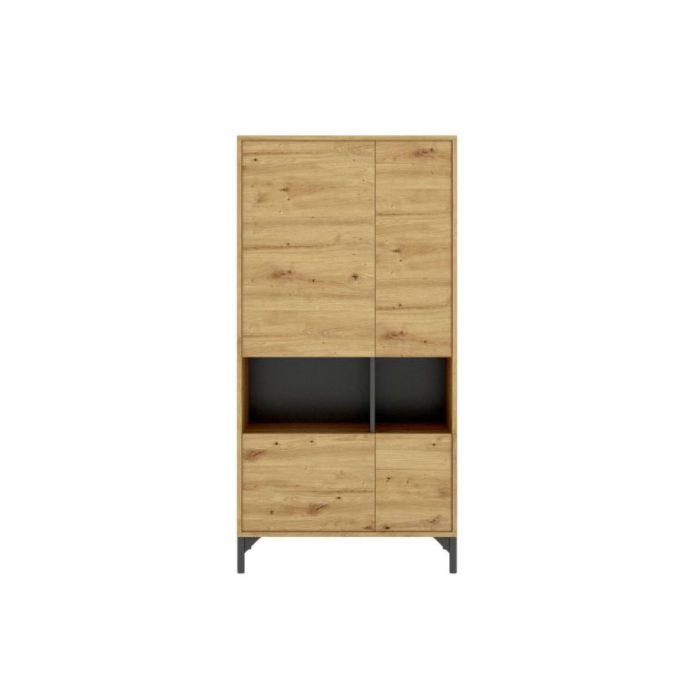 Credenza alta rovere nodi e antracite 72x33x143h cm 4 ante - Gerbera