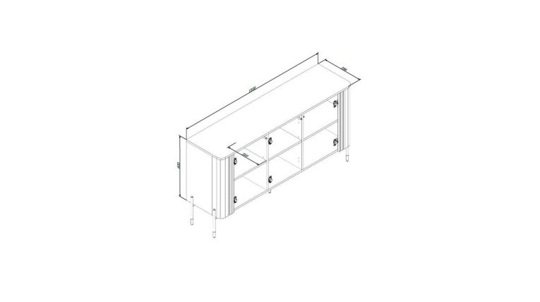 Credenza Amora, Madia da salotto con tre ante battenti, Rialzata da terra, 150x40 h80 cm, Bianco