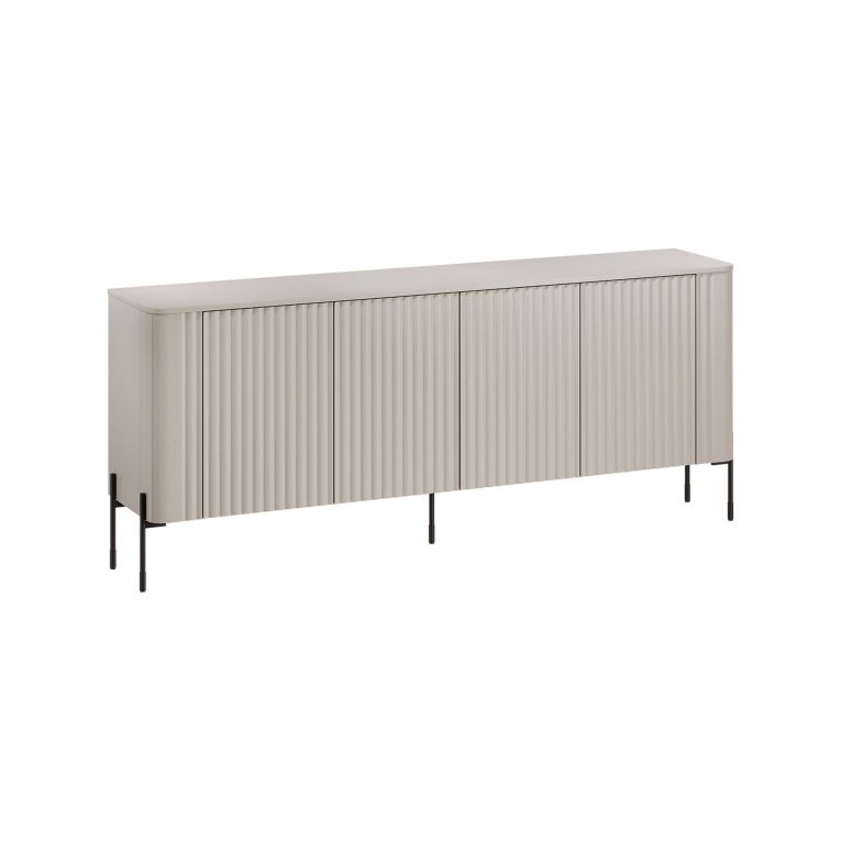 Credenza Anadia, Madia da salotto con quattro ante battenti, Rialzata da terra, 190x40 h80 cm, Beige