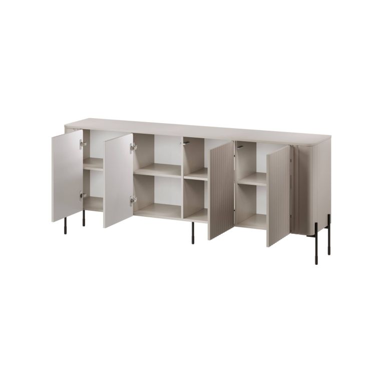 Credenza Anadia, Madia da salotto con quattro ante battenti, Rialzata da terra, 190x40 h80 cm, Beige