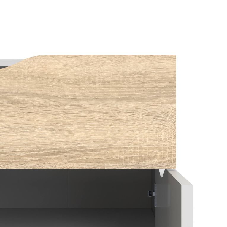 Credenza Angelique, Buffet da soggiorno, Madia da salotto, Dispensa da cucina, 98x39 h81 cm, Bianco e Quercia