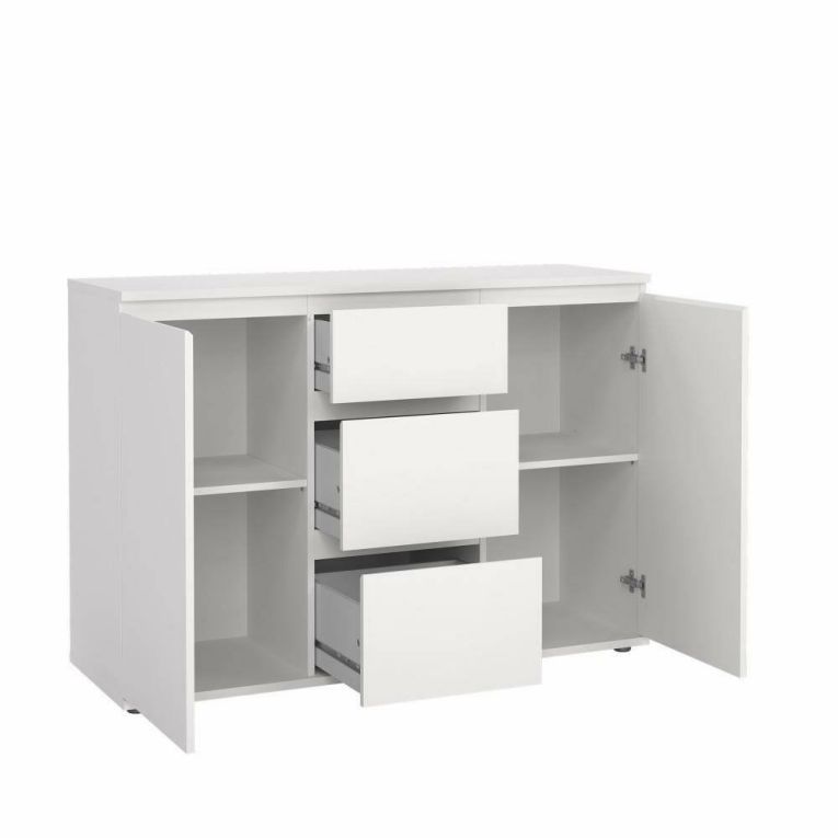 Credenza Antoinette, Buffet da soggiorno, Madia da salotto, Dispensa da cucina, 119x40 h84 cm, Bianco