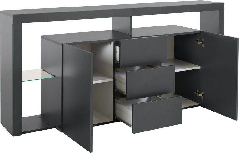 Credenza antracite 180x40x80h cm 2 ante e 3 cassetti - Aba