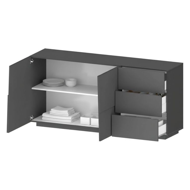 Credenza antracite 180x44x86h cm 2 ante e 3 cassetti - Avelignese