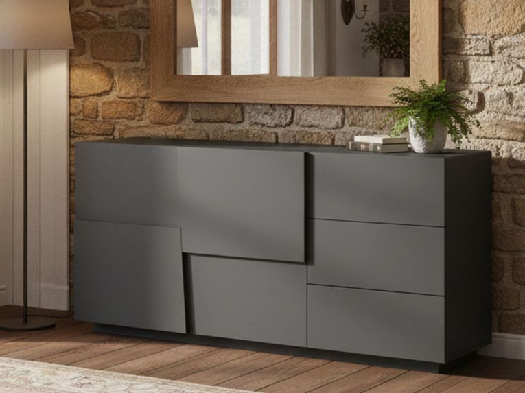 Credenza antracite 180x44x86h cm 2 ante e 3 cassetti - Avelignese