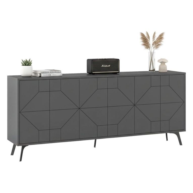 Credenza antracite 183x35x77h cm 6 ante - Earl