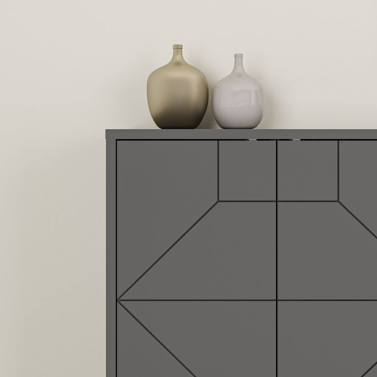Credenza antracite 183x35x77h cm 6 ante - Earl