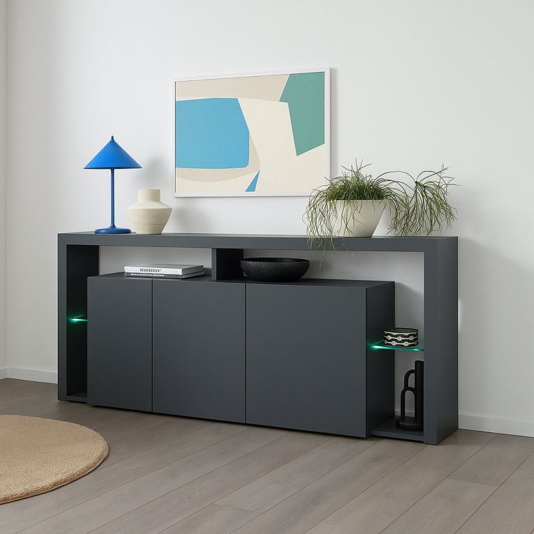 Credenza antracite 200x40x80h cm 3 ante - Andaleiv