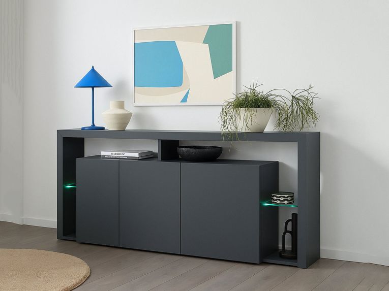 Credenza antracite 200x40x80h cm 3 ante - Andaleiv