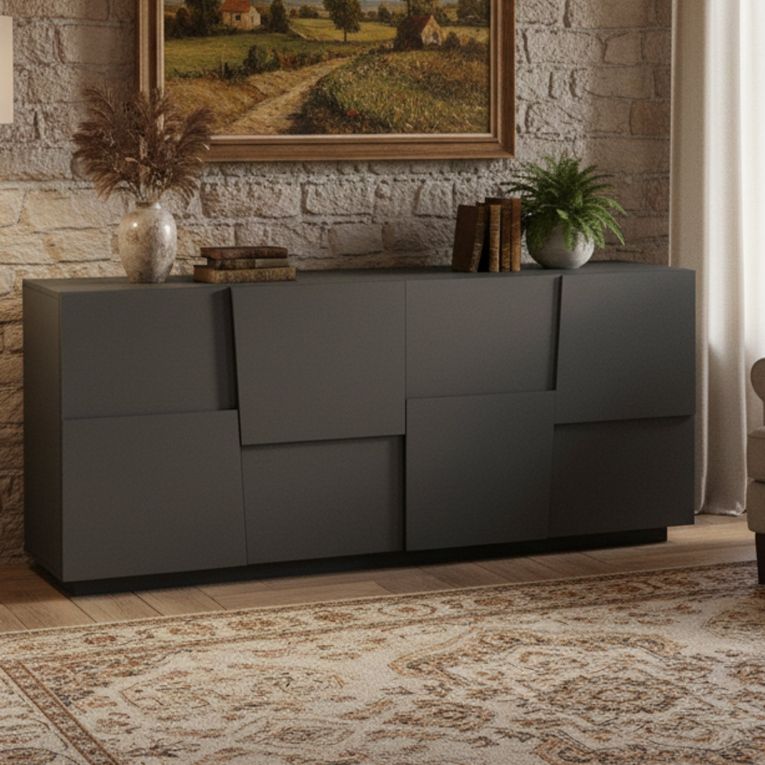 Credenza antracite 200x44x86h cm 4 ante - Arda