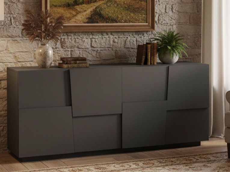 Credenza antracite 200x44x86h cm 4 ante - Arda