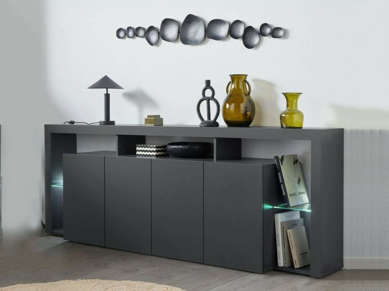 Credenza antracite 220x40x80h cm 4 ante - Atak
