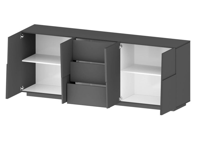 Credenza antracite 220x44x86h cm 4 ante e 3 cassetti - Astel