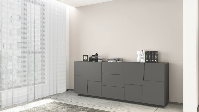 Credenza antracite 220x44x86h cm 4 ante e 3 cassetti - Astel