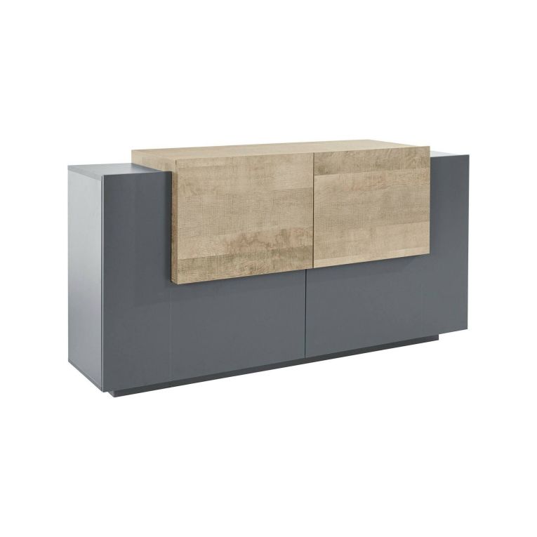 Credenza antracite e acero 160x45x86h cm 4 ante - Muscari
