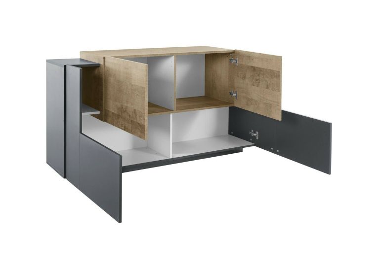 Credenza antracite e acero 160x45x86h cm 4 ante - Muscari