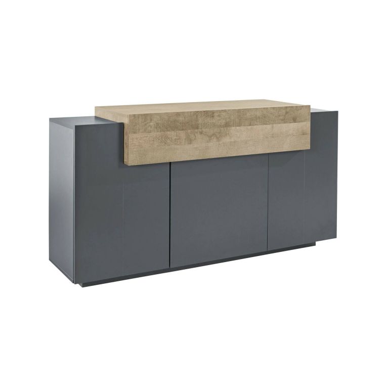 Credenza antracite e acero 160x46x85h cm 4 ante - Aschly