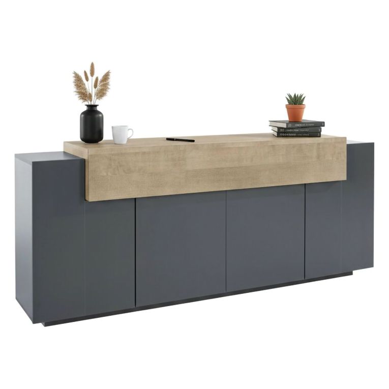Credenza antracite e acero 220x45x85h cm 5 ante - Discordia