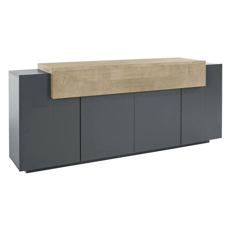 Credenza antracite e acero 220x45x85h cm 5 ante - Discordia