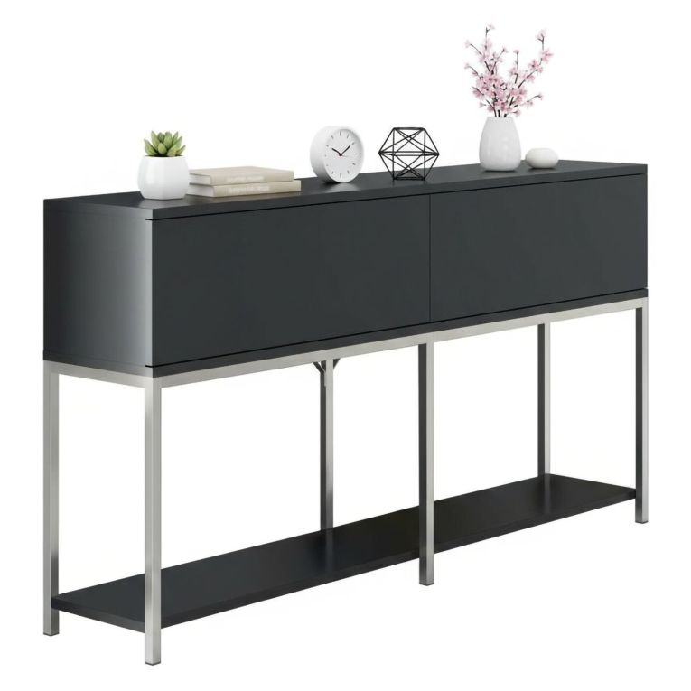 Credenza antracite e argento 150x30x80h cm 2 ante - Basilia