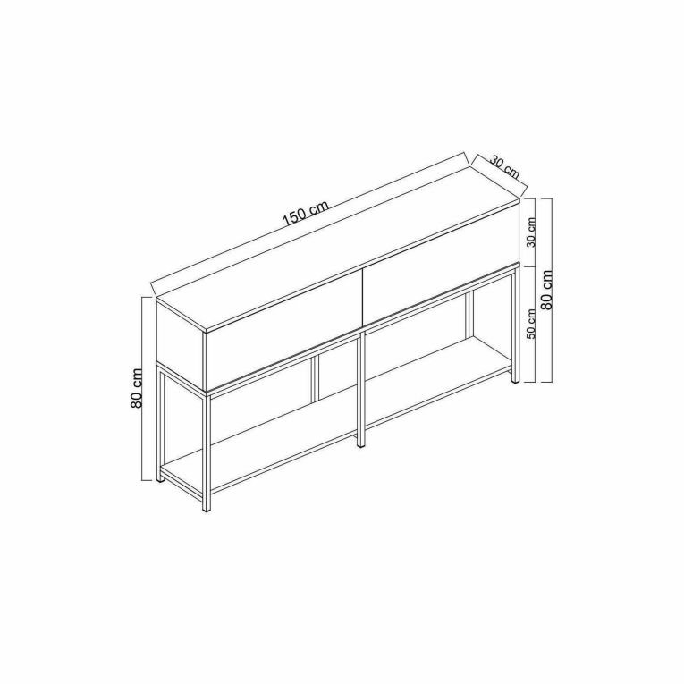 Credenza antracite e argento 150x30x80h cm 2 ante - Basilia