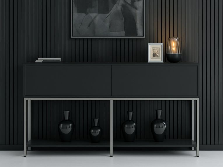 Credenza antracite e argento 150x30x80h cm 2 ante - Basilia