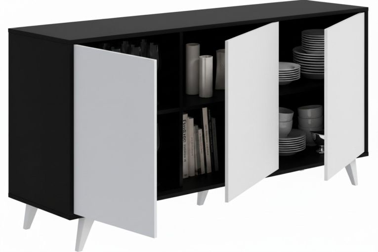 Credenza antracite e bianca 153x39x72h cm 3 ante - Annina