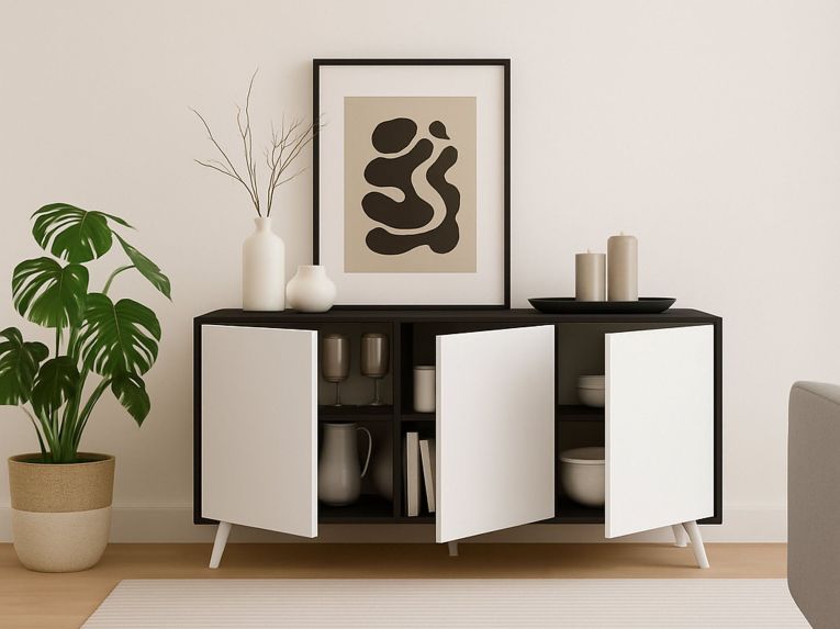 Credenza antracite e bianca 153x39x72h cm 3 ante - Annina