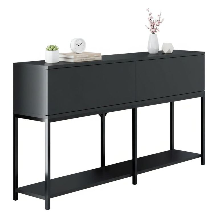 Credenza antracite e nera 150x30x80h cm 2 ante - Basilia