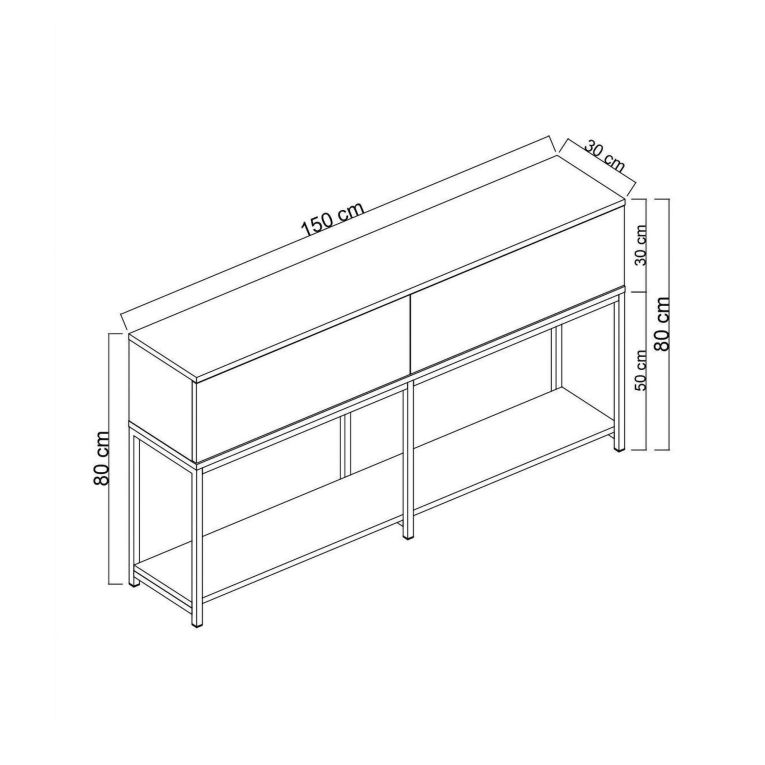 Credenza antracite e nera 150x30x80h cm 2 ante - Basilia