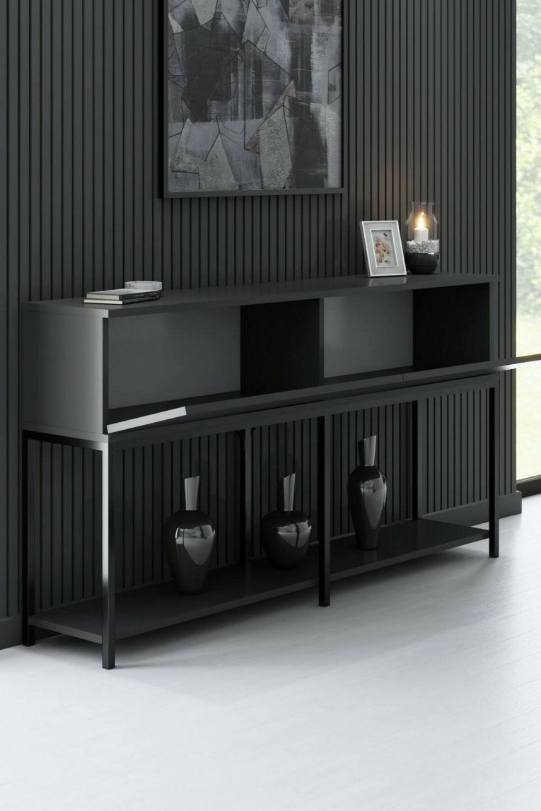 Credenza antracite e nera 150x30x80h cm 2 ante - Basilia