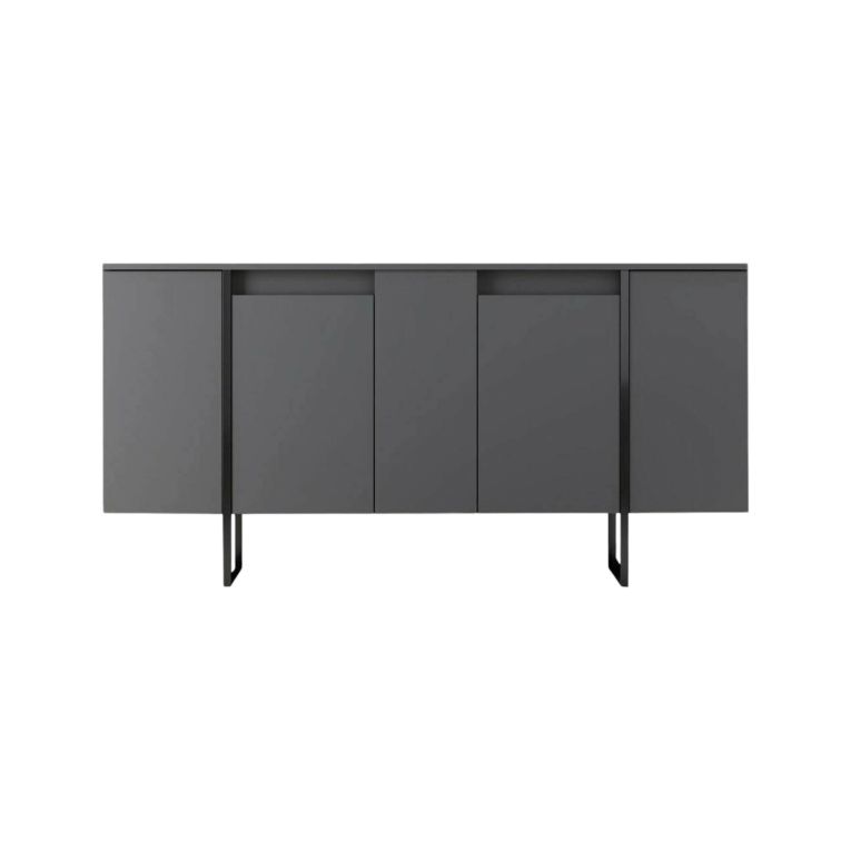 Credenza antracite e nera moderna 160x35x80h cm 4 ante - Arta