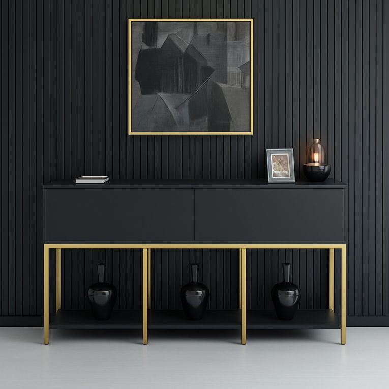 Credenza antracite e oro 150x30x80h cm 2 ante - Basilia