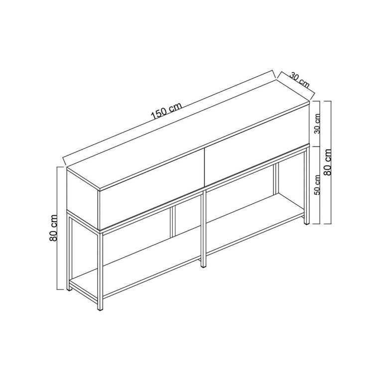 Credenza antracite e oro 150x30x80h cm 2 ante - Basilia