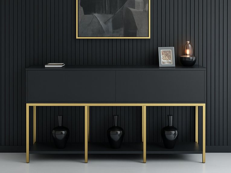 Credenza antracite e oro 150x30x80h cm 2 ante - Basilia