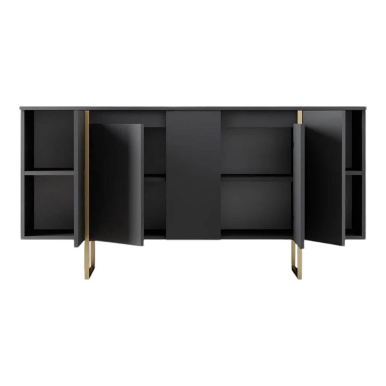Credenza antracite e oro 160x35x80h cm 4 ante - Arta