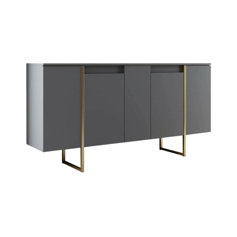 Credenza antracite e oro 160x35x80h cm 4 ante - Arta