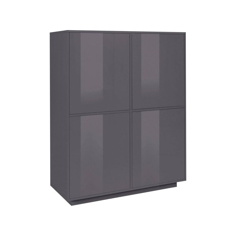 Credenza antracite lucida 100x41x126h cm 4 ante - Ara