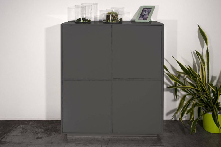 Credenza antracite lucida 100x41x126h cm 4 ante - Ara