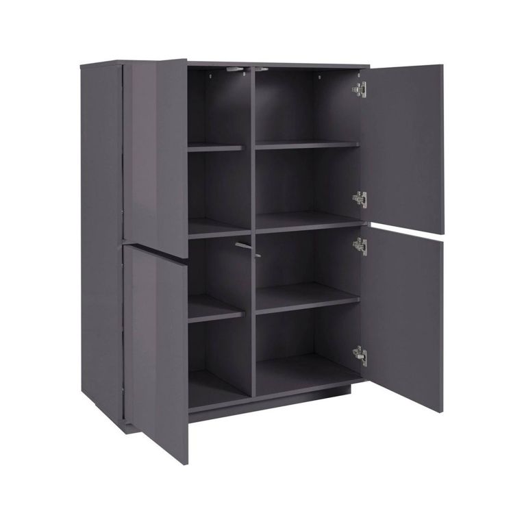 Credenza antracite lucida 100x41x126h cm 4 ante - Ara