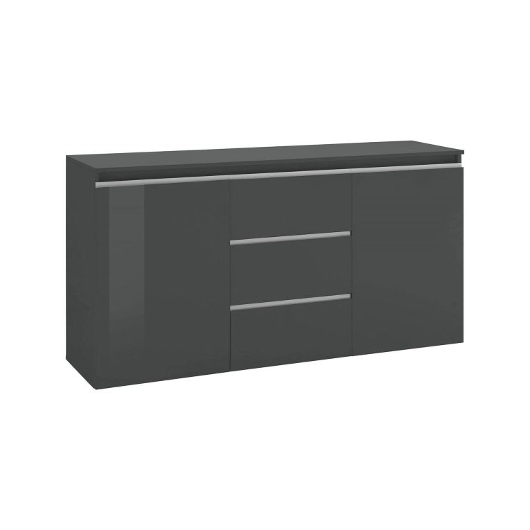 Credenza antracite lucida 150x40x81h cm 2 ante e 3 cassetti - Amoco