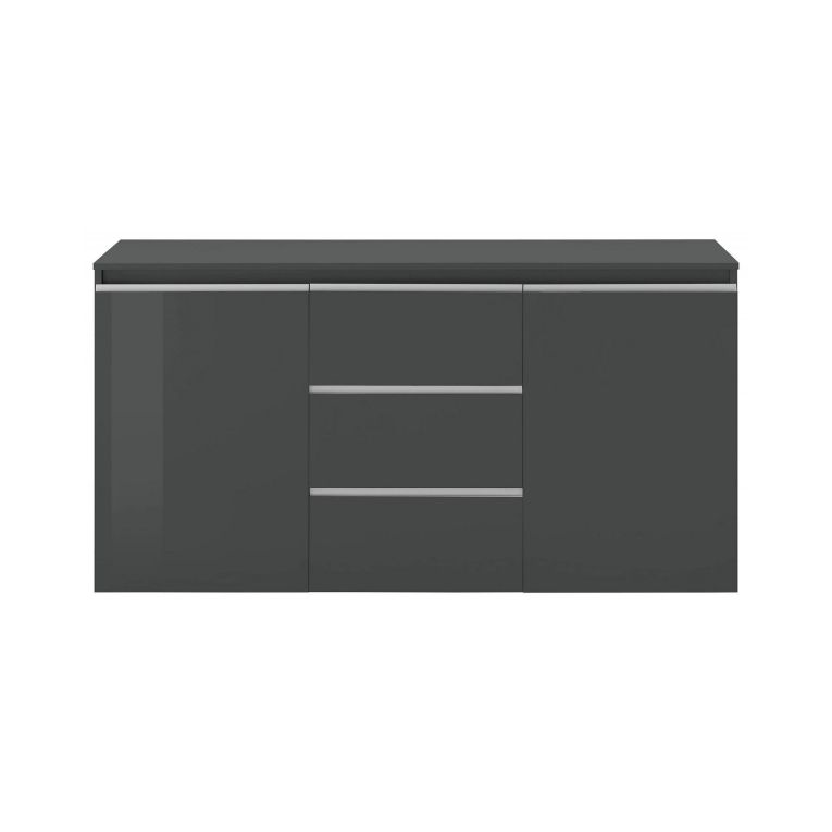 Credenza antracite lucida 150x40x81h cm 2 ante e 3 cassetti - Amoco