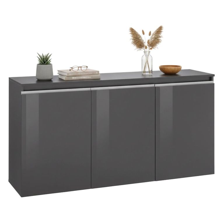 Credenza antracite lucida 150x40x81h cm 3 ante - Andesina