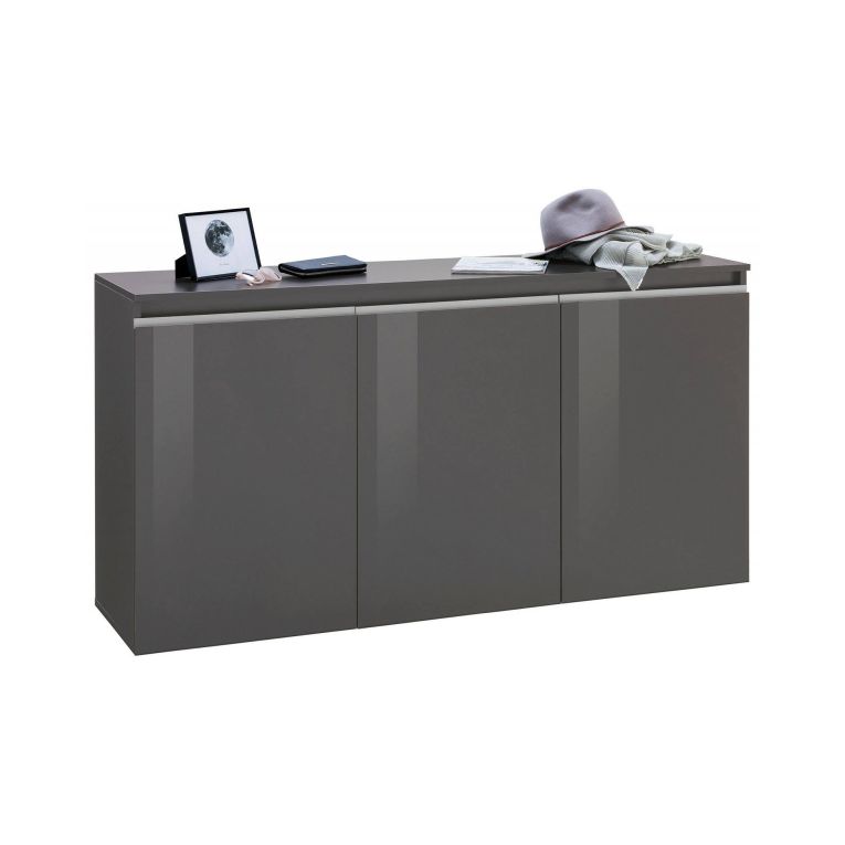 Credenza antracite lucida 150x40x81h cm 3 ante - Andesina