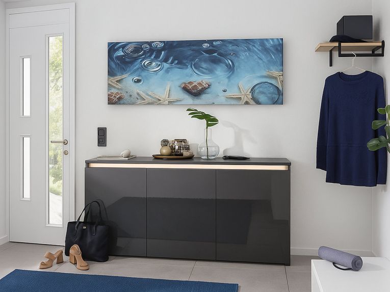 Credenza antracite lucida 150x40x81h cm 3 ante - Andesina