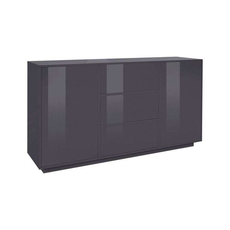 Credenza antracite lucida 160x41x86h cm 2 ante e 3 cassetti - Aysha