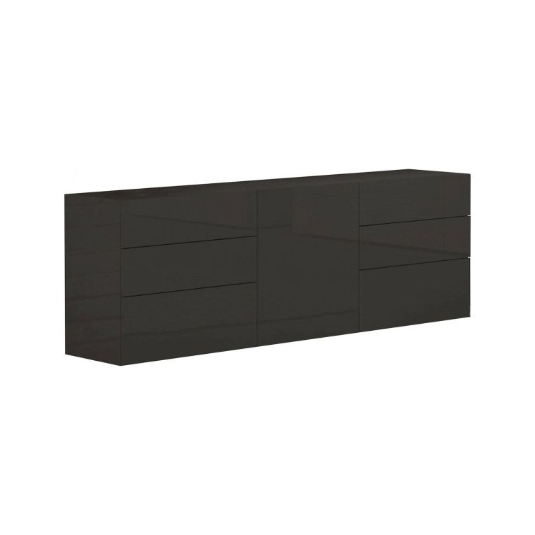 Credenza antracite lucida 170x40x60h cm 1 anta e 6 cassetti - Agito