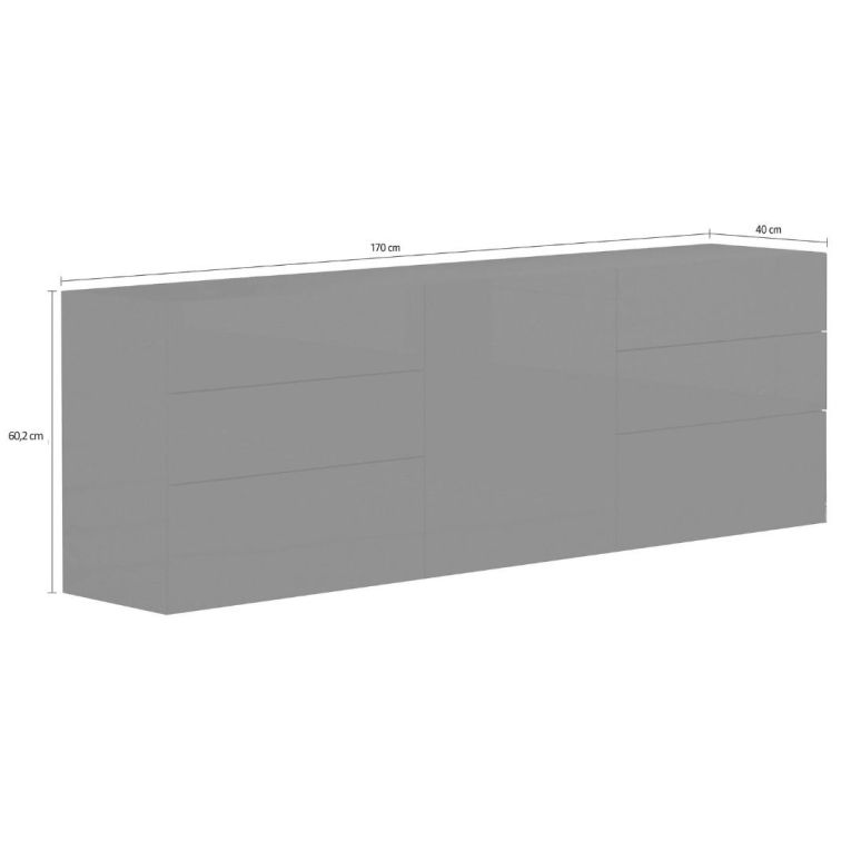 Credenza antracite lucida 170x40x60h cm 1 anta e 6 cassetti - Agito